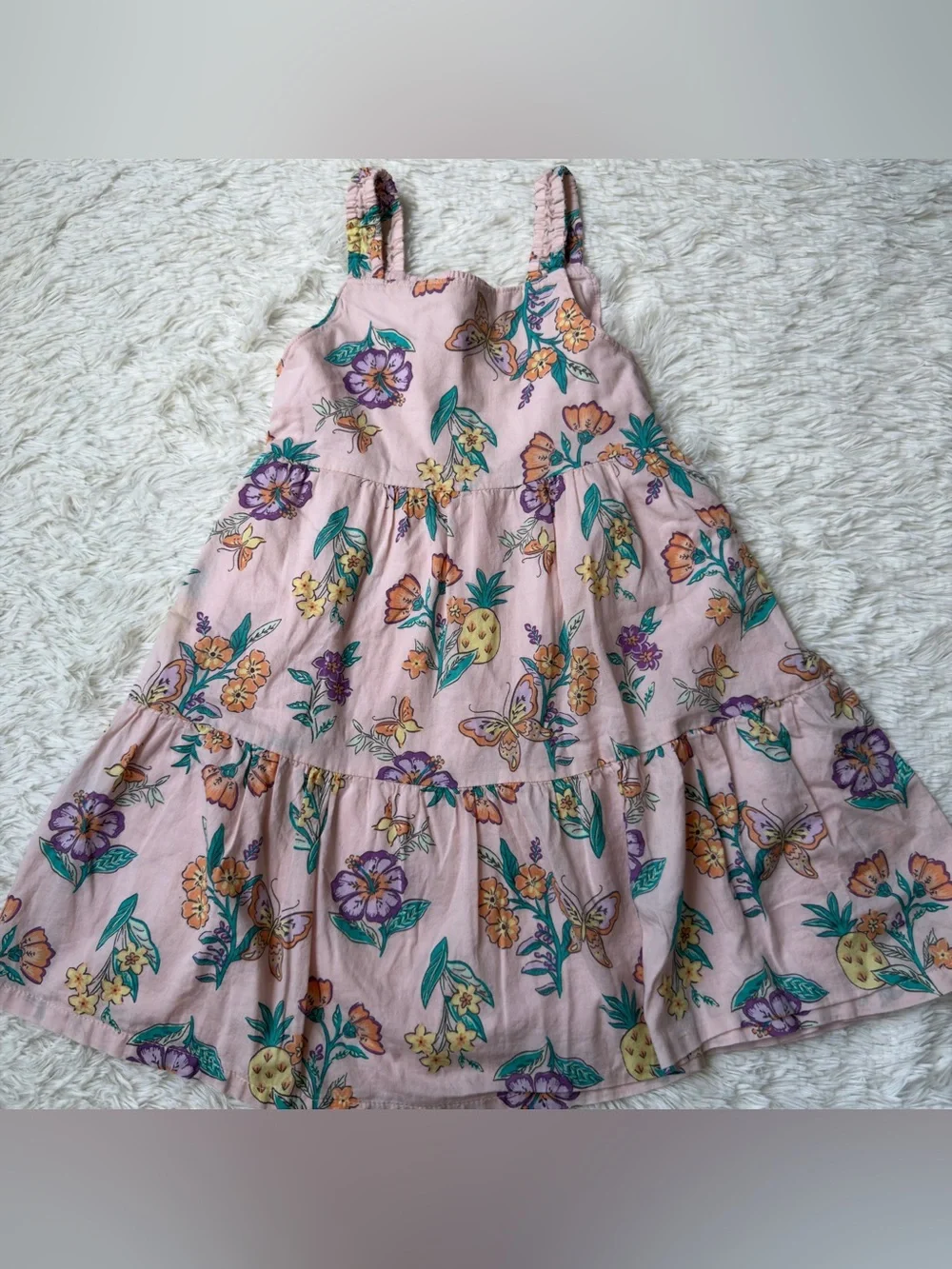 Carter's Pink Floral & Butterfly Tiered Sundress